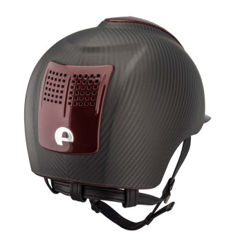E-LIGHT CARBONHELM MATTSCHWARZ MIT METALLIC BORDEAUX VISIER UND 2 METALLIC BORDEAUX PAD
