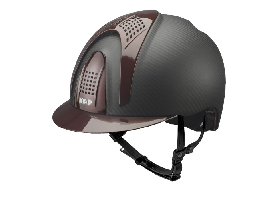 E-LIGHT CARBONHELM MATTSCHWARZ MIT METALLIC BORDEAUX VISIER UND 3 METALLIC BORDEAUX PAD