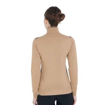 DAMEN-STEHKNOPF-PULLOVER MIT KONTRASTIERENDEN LOGOS