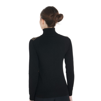 DAMEN-STEHKNOPF-PULLOVER MIT KONTRASTIERENDEN LOGOS