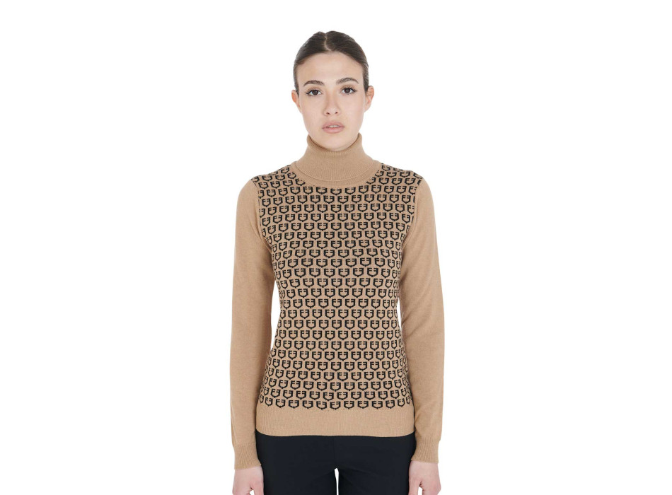 DAMEN-STEHKNOPF-PULLOVER MIT KONTRASTIERENDEN LOGOS