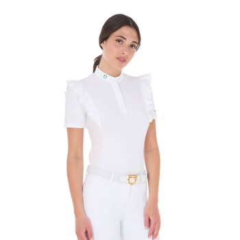 Damen Slim Fit Wettkampf-Poloshirt mit Rüschen