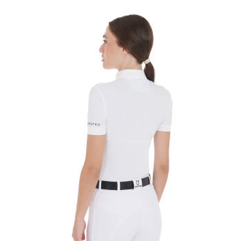 EQUESTRO Damen Slim Fit Baumwoll-Poloshirt mit Falten für Turniere