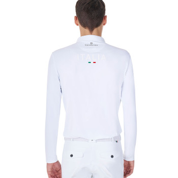 Equestro X FISE Herren Langarm-Wettkampfpoloshirt