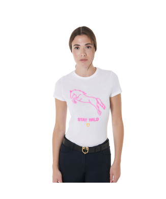 SLIM FIT DAMEN T-SHIRT MIT STAY WILD PRINT