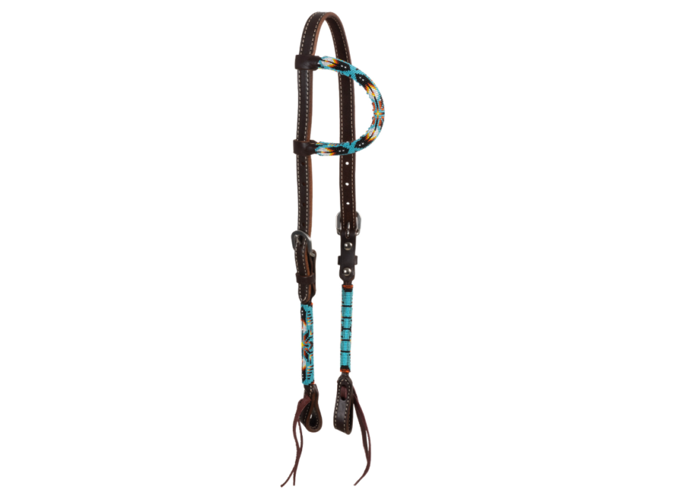 POOL'S NAVAJO SKY ONE-EAR OILED BEAD BRIDLE