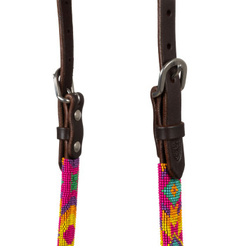 POOL'S ONE-EAR OILED MULTICOLOR BEADED WESTERN BRIDLE