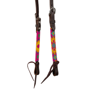 POOL'S ONE-EAR OILED MULTICOLOR BEADED WESTERN BRIDLE