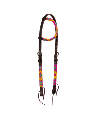 POOL'S ONE-EAR OILED MULTICOLOR BEADED WESTERN BRIDLE