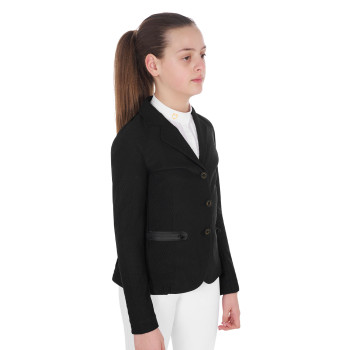 EQUESTRO three-button perforated competition jacket for girls