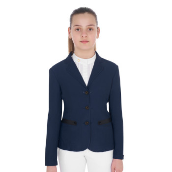 EQUESTRO three-button perforated competition jacket for girls