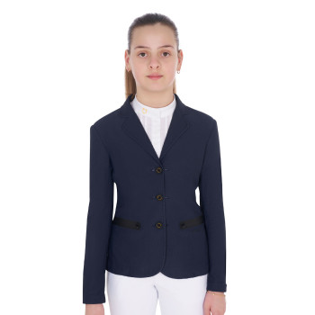 EQUESTRO three-button perforated competition jacket for girls