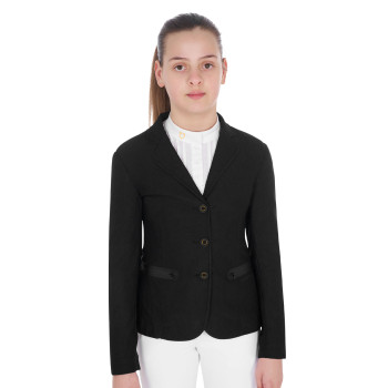 EQUESTRO three-button perforated competition jacket for girls