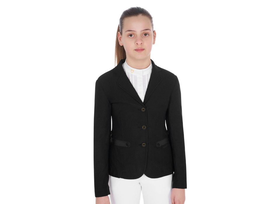 EQUESTRO three-button perforated competition jacket for girls