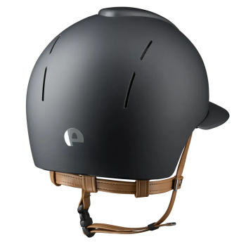KEP Smart Nova Riding Helmet / Black Textile / Beige Strap / Large Polo Visor