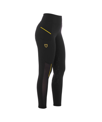 EQUESTRO women's slim-fit leggings with micro mesh inserts