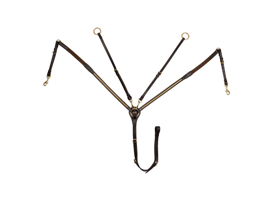 LEATHER FORK BREASTPLATE WITH GOLDEN CLINCHER