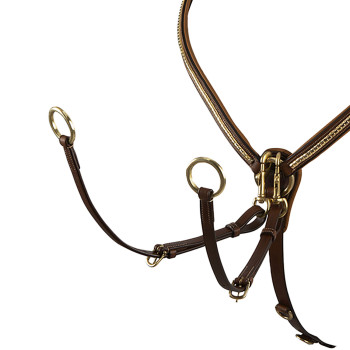 BREASTPLATE WITH FORK IN TANNED LEATHER WITH BRASS CLINCHER