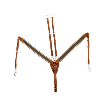 ELASTIC BREASTPLATE + MARTINGALE WITH DOUBLE LEATHER FORK
