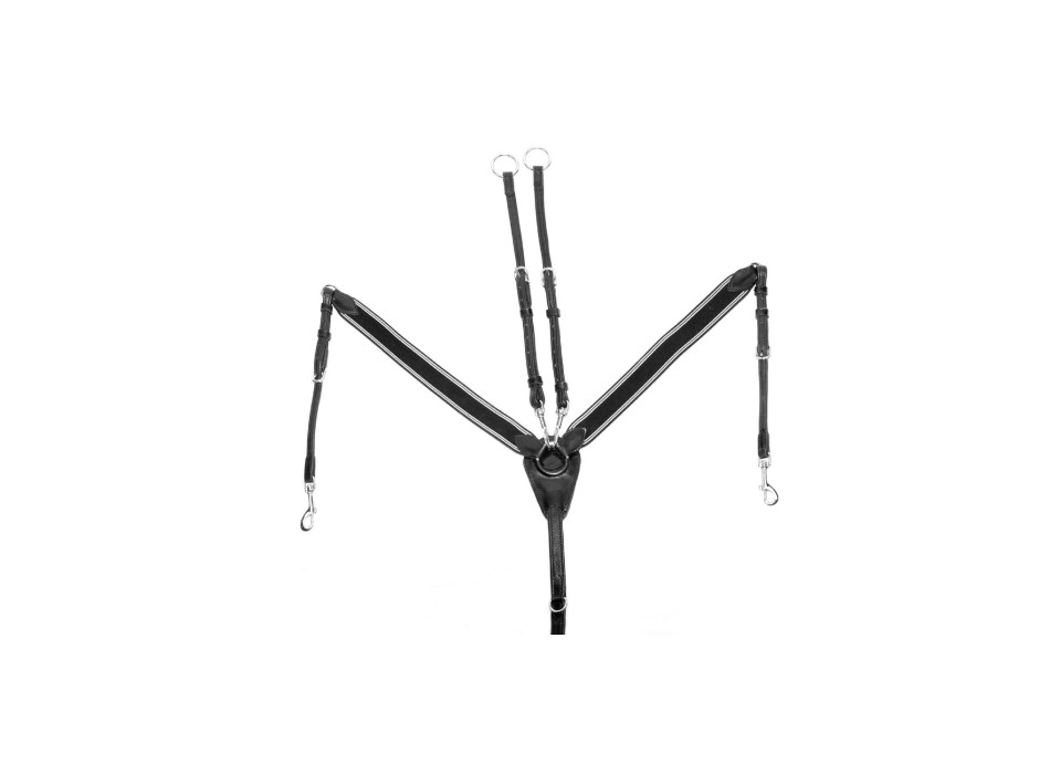 ELASTIC BREASTPLATE + MARTINGALE WITH DOUBLE LEATHER FORK