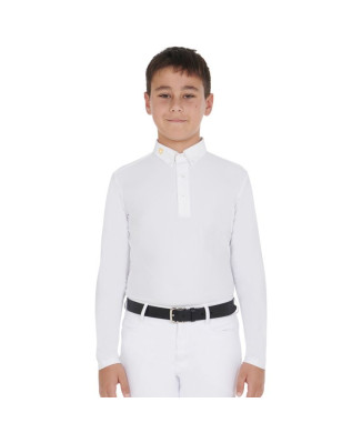 CHILDREN'S LONG-SLEEVED POLO SHIRT IN TECHNICAL FLEECE FABRIC