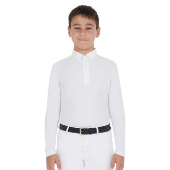 CHILDREN'S LONG-SLEEVED POLO SHIRT IN TECHNICAL FLEECE FABRIC