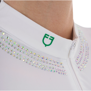 WOMEN'S SLIM FIT COMPETITION POLO WITH RHINESTONE ON THE COLLAR