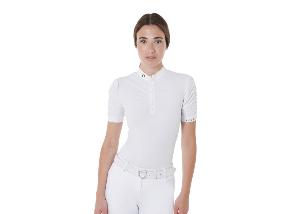 WOMEN'S SLIM FIT COMPETITION POLO SHIRT WITH RUFFLED SLEEVES