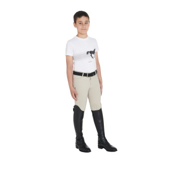 SLIM FIT KIDS' T-SHIRT WITH RACE HORSE PRINT
