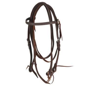 STRAIGHT HEADSTALL IN FAT LEATHER WITH REINS