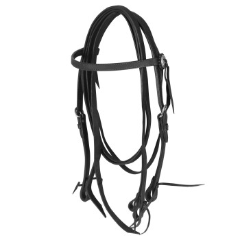 STRAIGHT HEADSTALL IN FAT LEATHER WITH REINS