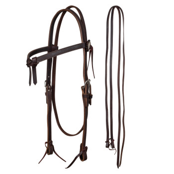 HEADSTALL WITH FAT LEATHER BOW AND REINS