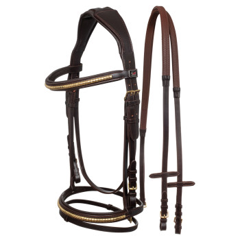 ENGLISH HEADSTALL WITH CLINCHER AND RUBBER REINS