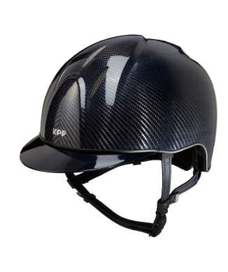 CASCO E-LIGHT CARBON AZUL Y NEGRO BRILLANTE / VISERA AZUL METALIZADA Y REJILLA DE ACERO INOXIDABLE