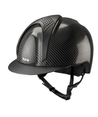 CASCO E-LIGHT DE CARBONO NEGRO BRILLANTE CON VISERA NEGRA MATE Y 2 ALMOHADILLAS NEGRAS MATE