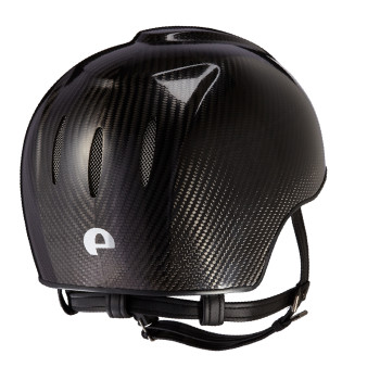 CASCO E-LIGHT DE CARBONO NEGRO BRILLANTE SIN VISERA / REJILLA DE ACERO INOXIDABLE / CORREA ESTÁNDAR