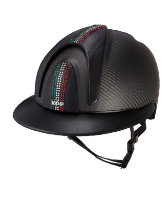 CASCO E-LIGHT DE CARBONO NEGRO MATE CON BANDERA ITALIANA DE SWAROVSKI