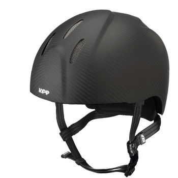 CASCO E-LIGHT DE CARBONO NEGRO MATE SIN VISERA / REJILLA DE ACERO INOXIDABLE / CORREA ESTÁNDAR