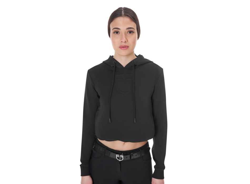SUDADERA CON CAPUCHA Y RECORTE PARA MUJER