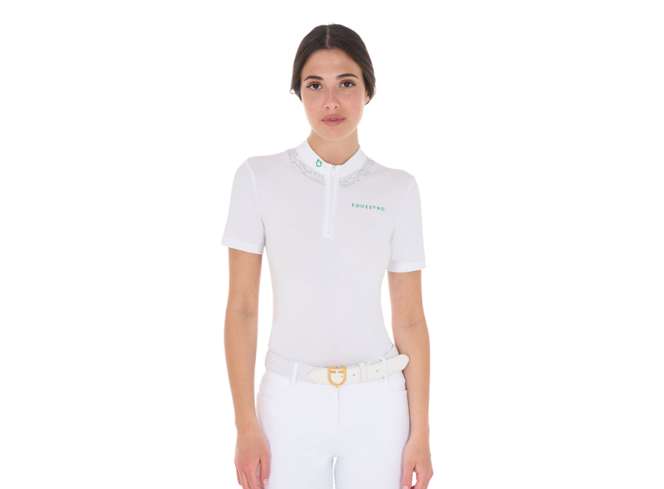 POLO DE COMPETICIÓN DE MUJER SLIM FIT CON DIAMANTES EN EL CUELLO