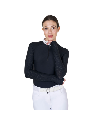 POLO DE COMPETICIÓN DE MUJER DE AJUSTE ENCANTADO CON INSERCIONES DE MALLA