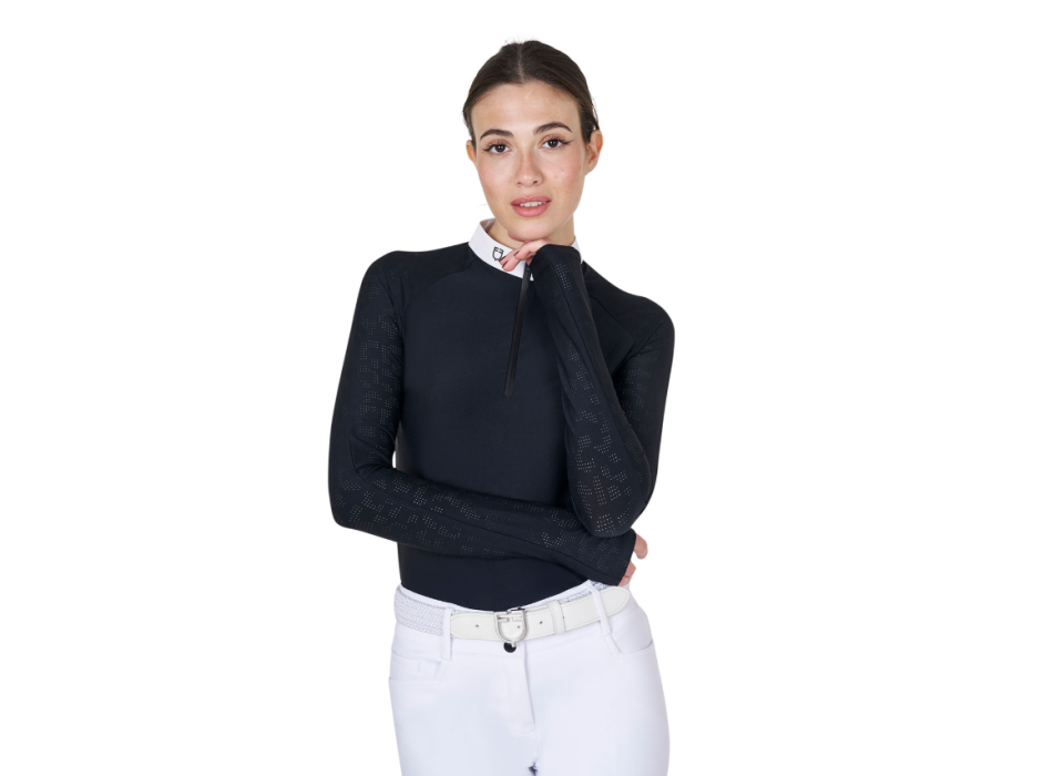 POLO DE COMPETICIÓN DE MUJER DE AJUSTE ENCANTADO CON INSERCIONES DE MALLA