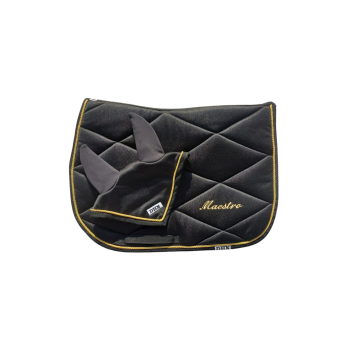 Conjunto de mantilla y gorro DHN en color liso para salto para caballo/pony, hecho a mano y personalizable.