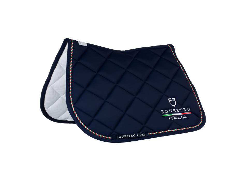 Manta para silla de salto Equestro X FISE con ribete tricolor