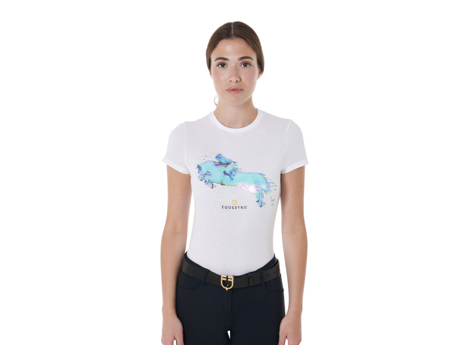 CAMISETA DE MUJER CON ESTAMPADO DE SALTO SLIM FIT