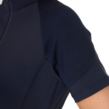 Polo d'entraînement EQUESTRO pour femme, coupe ajustée, avec fermeture éclair et strass au col