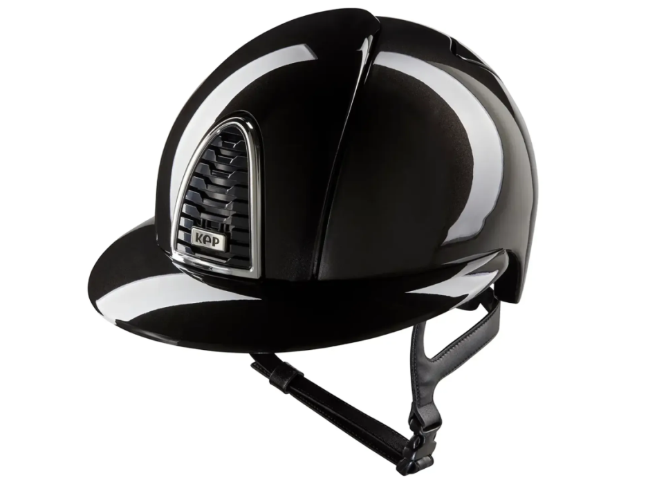 Casque d'équitation Cromo 2.0 / Noir brillant / Visière polo large