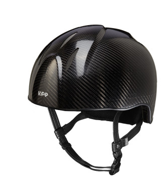 CASQUE E-LIGHT CARBONE NOIR BRILLANT SANS VISIÈRE / GRILLE EN ACIER INOXYDABLE / SANGLE STANDARD