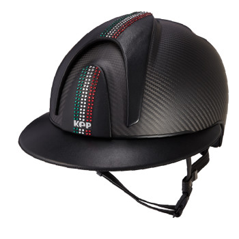 CASQUE E-LIGHT CARBONE NOIR MAT AVEC DRAPEAU ITALIEN SWAROVSKI