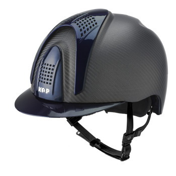 CASQUE E-LIGHT CARBON NOIR MAT AVEC VISIÈRE BLEU MÉTALLISÉ ET 3 BLOCS BLEU MÉTALLISÉS